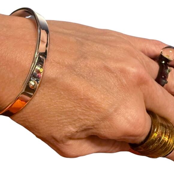 Robert Lee Morris Soho Silver Tone Bangle Bracelet RLM - Picture 5 of 9